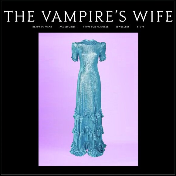 The Vampire’s Wife $4990 Sky Rocket Runway Gown in Metallic Sky Blue - Picture 5 of 16